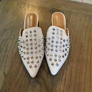Cape Robbin White Studded Mules
